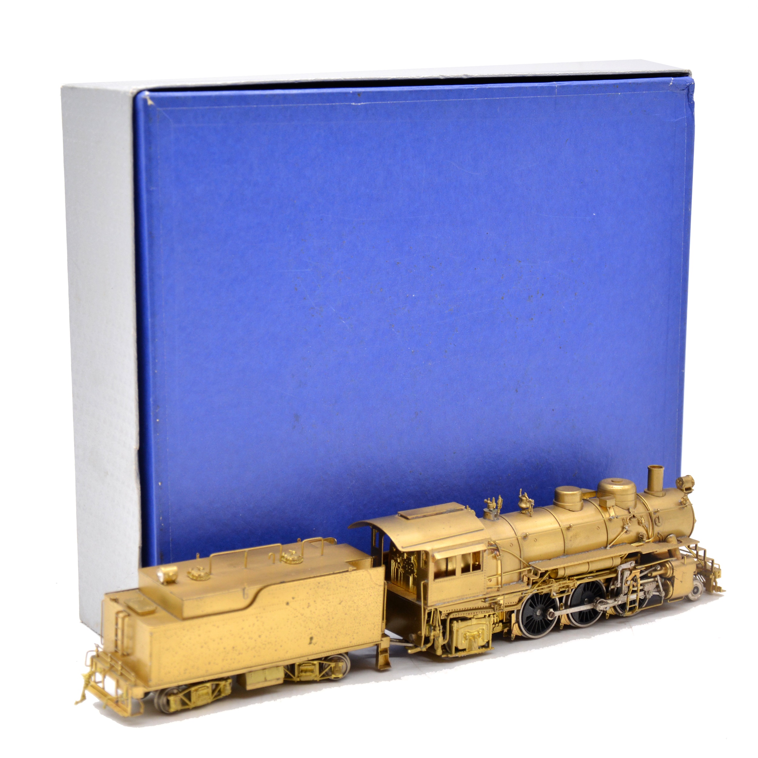 Lot 25 - Brass HO gauge steam locomotive and tender,