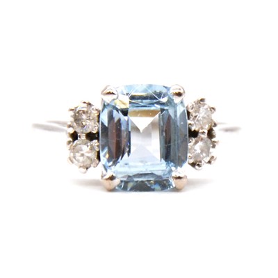 Lot 65 - A synthetic blue spinel and diamond ring.