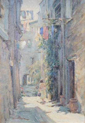 Lot 279 - David Hyde, Figure in a Mediterranean street