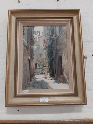 Lot 279 - David Hyde, Figure in a Mediterranean street