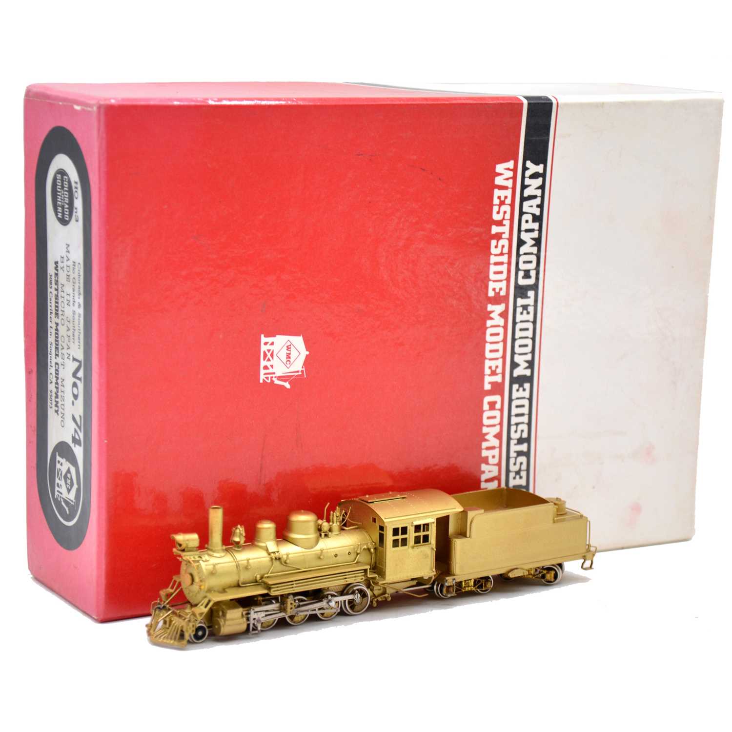 Lot 130 - Westside Model Company HOn3 gauge steam locomotive and tender, brass model, boxed