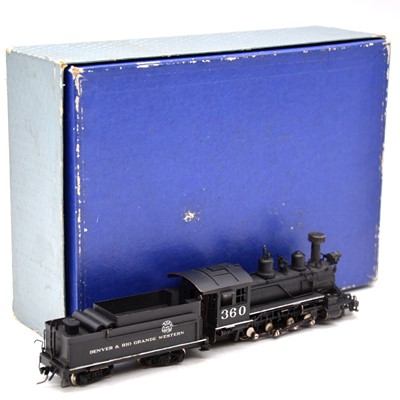 Lot 119 - Custom Brass HOn3 gauge steam locomotive and tender, brass model, boxed