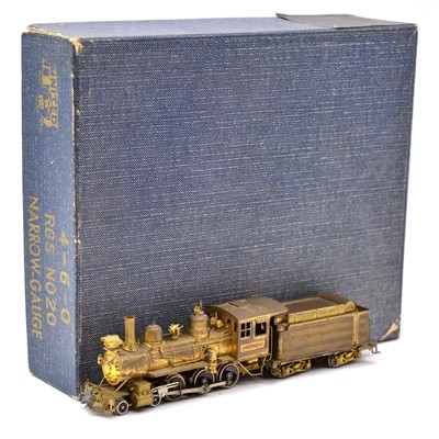 Lot 124 - United Scale Models HOn3 gauge steam locomotive and tender, brass model, boxed