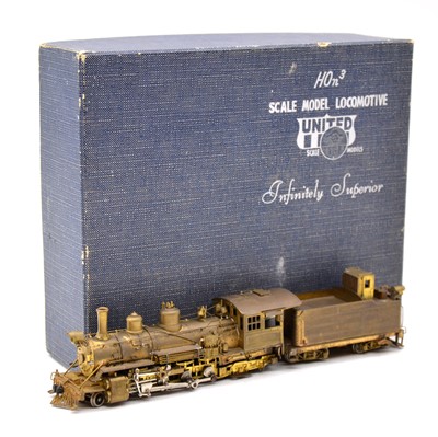 Lot 132 - United Scale Models HOn3 gauge steam locomotive and tender, brass model, boxed