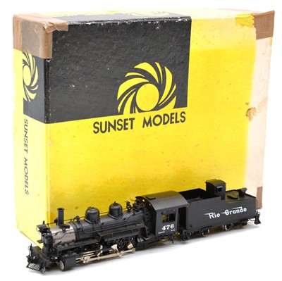 Lot 122 - Sunset Models HOn3 gauge steam locomotive and tender, brass model, boxed