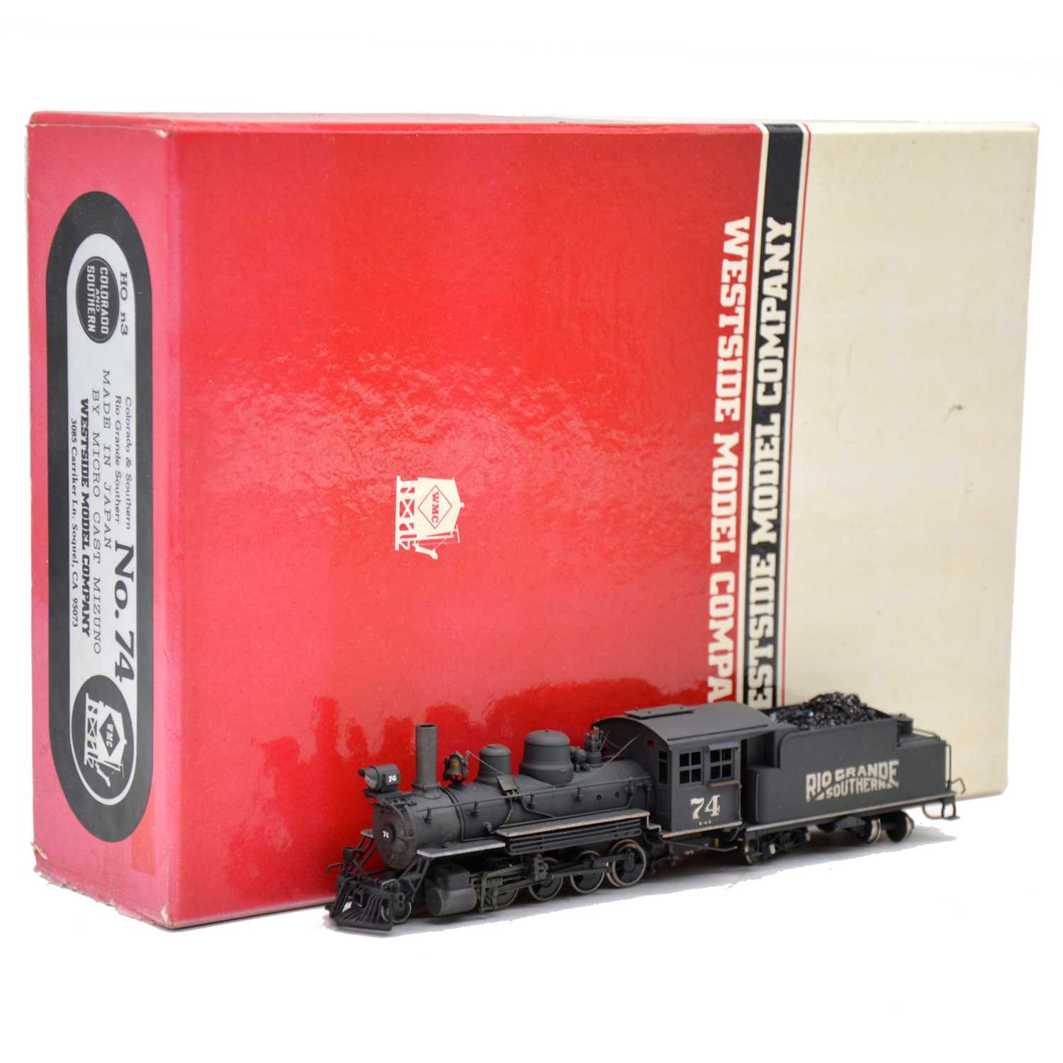 Lot 125 - Westside Models HOn3 gauge steam locomotive and tender, brass model, boxed