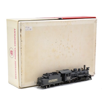 Lot 125 - Westside Models HOn3 gauge steam locomotive and tender, brass model, boxed