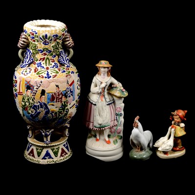 Lot 70 - Japanese Satsuma pottery vase, etc.