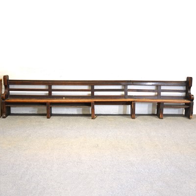 Lot 437 - Victorian oak chapel long bench