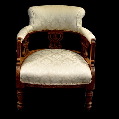 Lot 384 - Victorian walnut tub chair and matching settee