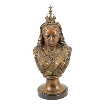 Lot 146 - Bronzed metal bust of Queen Victoria
