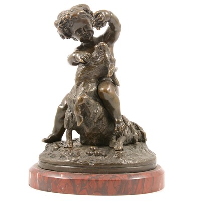 Lot 116 - After Boucher, Bacchanalian cherub feeding a goat