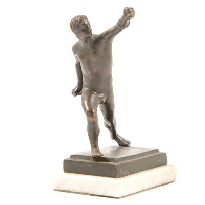 Lot 157 - Bronze figure of the Pompeii dancing faun and another bronze of a Greek wrestler