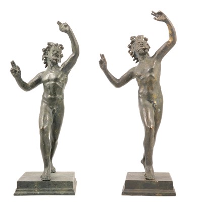 Lot 127 - After the antique, two models of the dancing faun of Pompeii