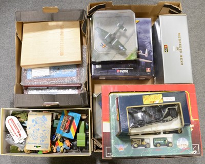 Lot 119 - Three trays of models and vehicles, including a Hotwheels loose Ramblers series racing bike