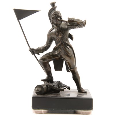 Lot 151 - Continental bronze model, French Dragoon