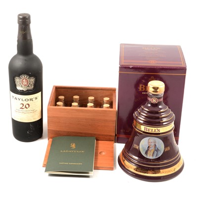 Lot 194 - Taylor's 20 Year Old Tawny Port, Bell's Old Scotch Whisky, and Lagavulin Tasting Companion.