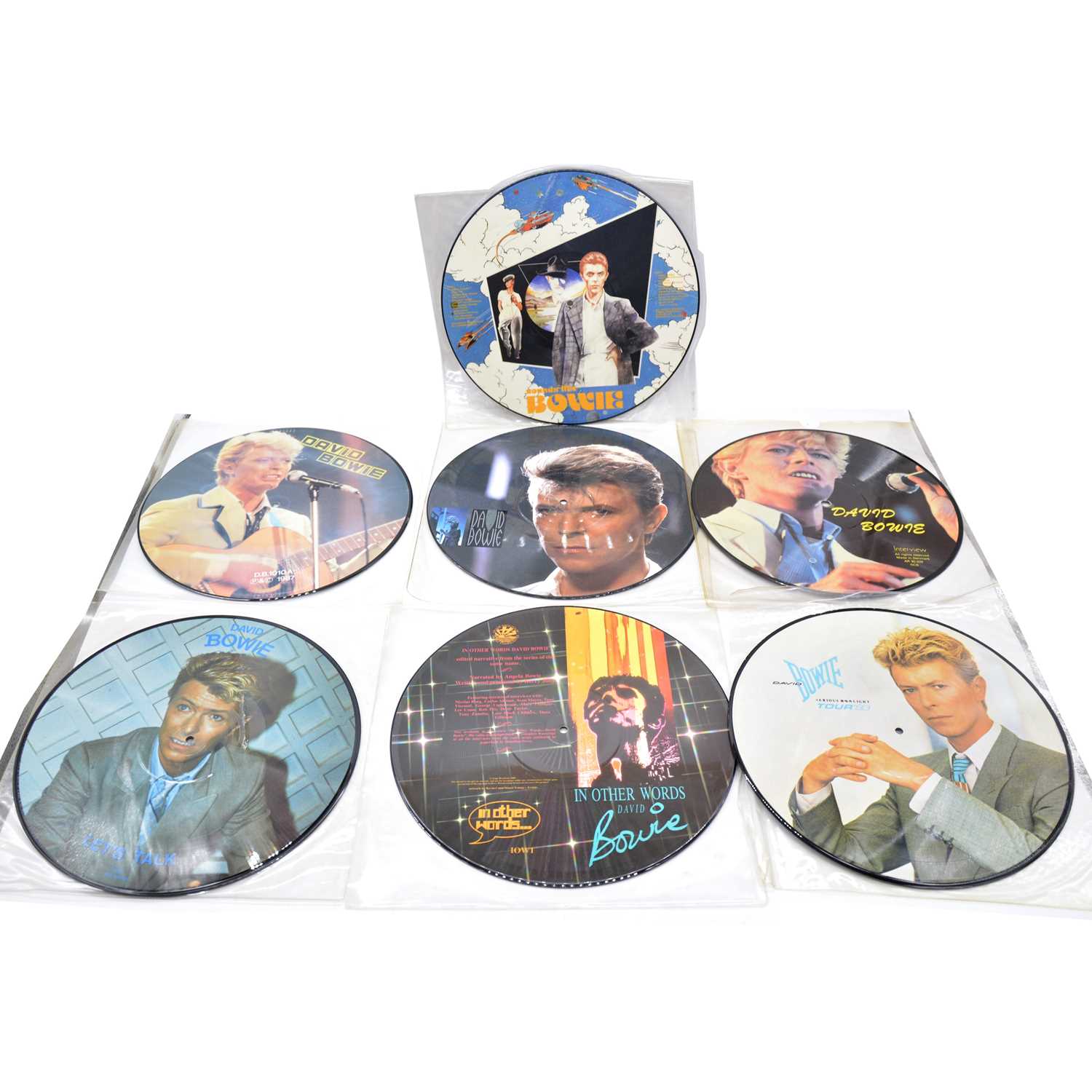 Lot 40 - Seven David Bowie picture disc vinyl records.