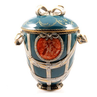 Lot 43 - KPM Berlin porcelain urn shaped vase and cover