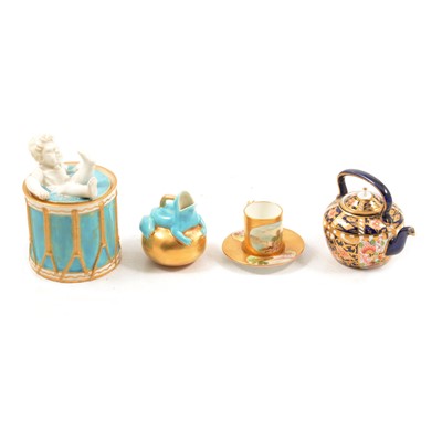 Lot 15 - Royal Crown Derby miniature kettle, etc.