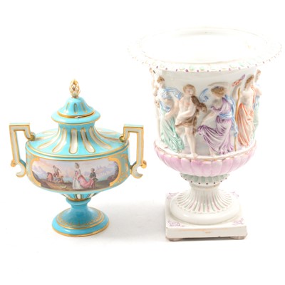 Lot 37 - Sevres porcelain vase and a Continental porcelain vase