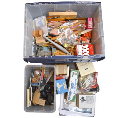 Lot 445 - A box containing model aircraft props, etc.