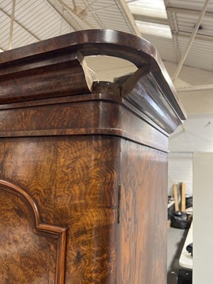 Lot 430 - Large Victorian burr walnut breakfront triple wardrobe