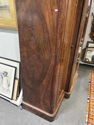 Lot 430 - Large Victorian burr walnut breakfront triple wardrobe