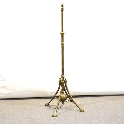 Lot 334 - Arts and Crafts brass telescopic standard lamp, by WAS Benson