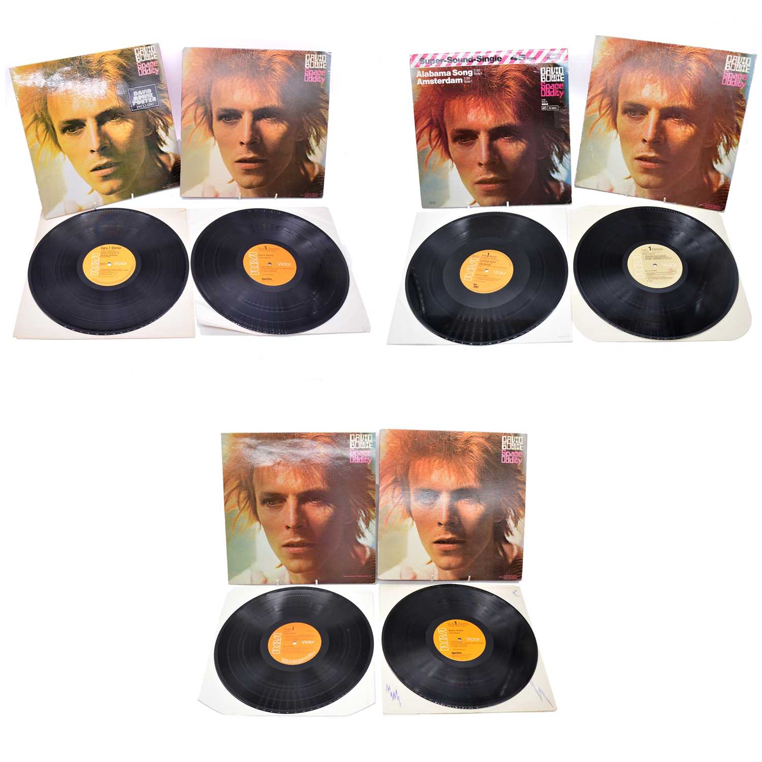 Lot 56 - David Bowie LP and 12" vinyl records, six pressings of Space Oddity
