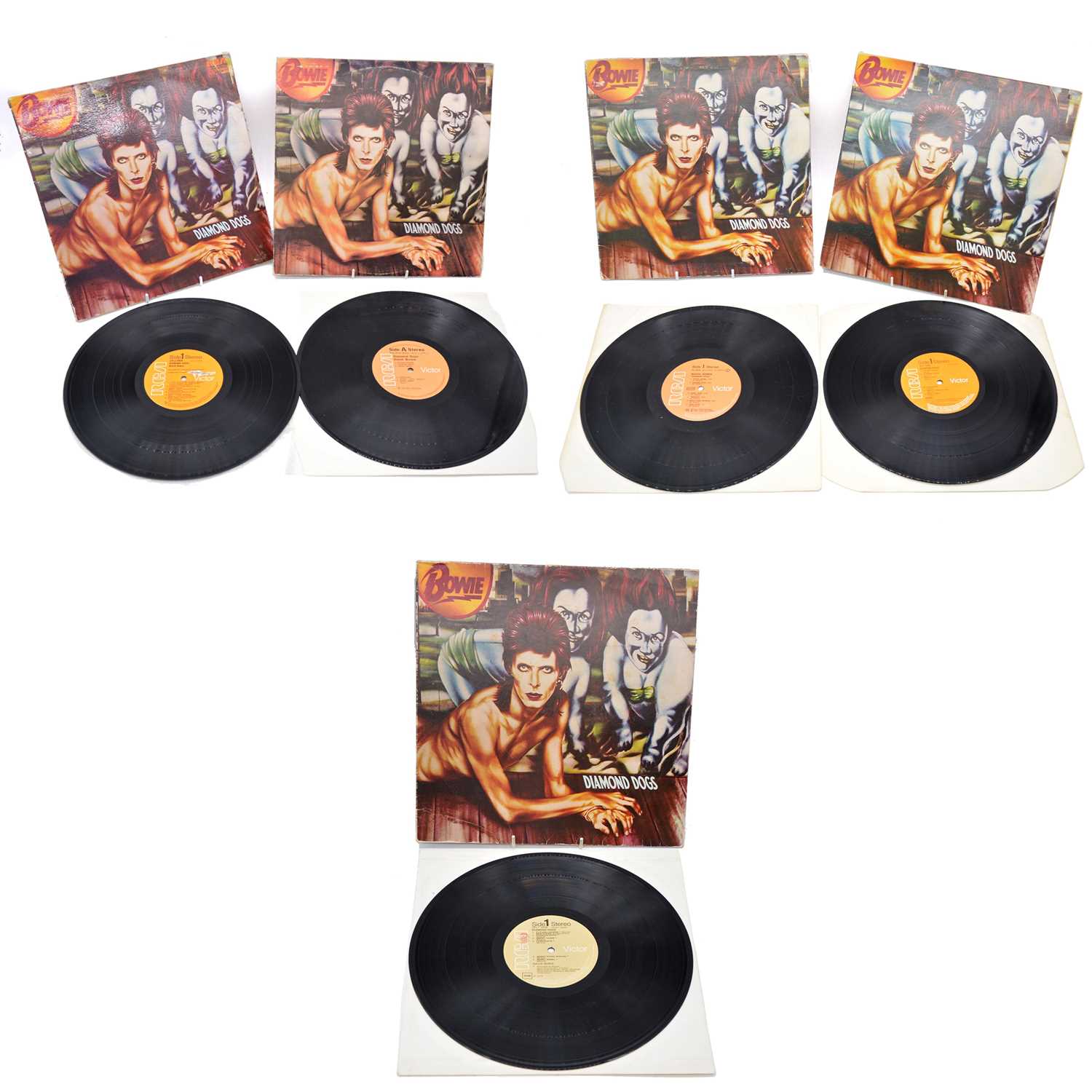 Lot 63 - David Bowie LP vinyl records, five pressings of Diamond Dogs