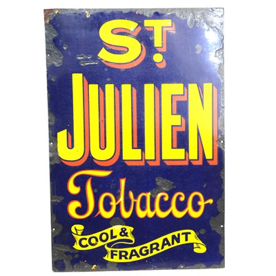 Lot 132 - A vintage enamel sign: St. Julien Tobacco, Cool & Fragrant