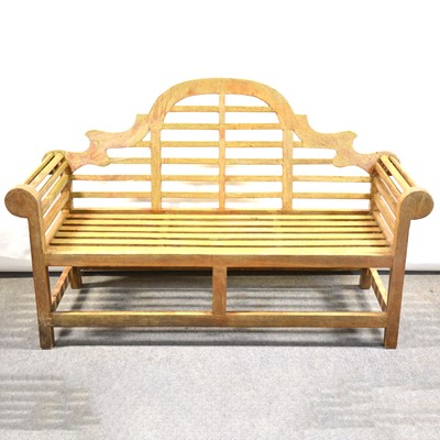 Lot 517 - Teak garden bench, Lutyens pattern