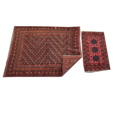 Lot 502 - Small Persian rug and a mat