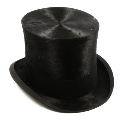 Lot 161 - Henry Heath Ltd black silk top hat, and pair of vintage spats.