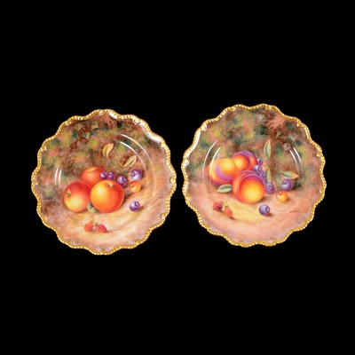 Lot 62 - Pair of Royal Worcester fruit painted cabinet plates