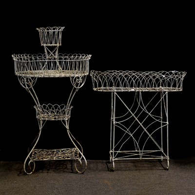 Lot 518 - Two Victorian style wirework plant stands