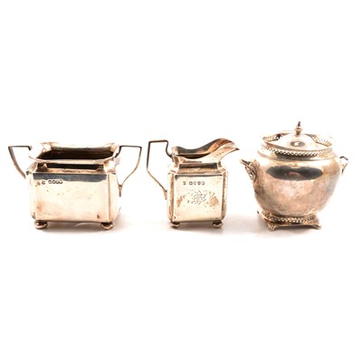 Lot 260 - Victorian silver milk jug and sugar bowl, Thomas Bradbury & Sons, London 1882; silver sugar casket.