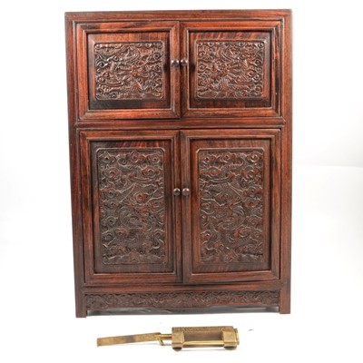 Lot 131 - Chinese carved hardwood table cabinet, modern