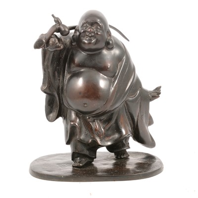 Lot 97 - Japanese patinated bronze figure of Hotei