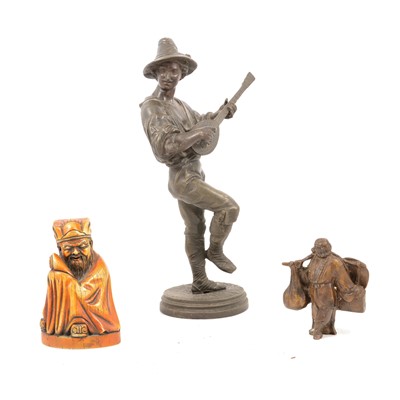 Lot 119 - Bronzed figure of a boy, etc.