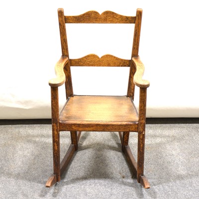 Lot 372 - Victorian oak child's rocking chair