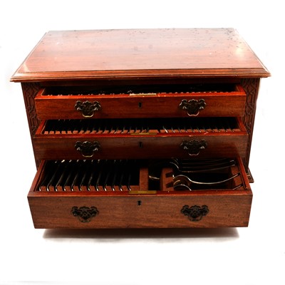 Lot 155 - Canteen of electroplated cutlery, mahogany case.