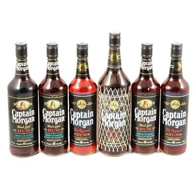 Lot 126 - Captain Morgan, three bottles of Original Rum and three Black Label