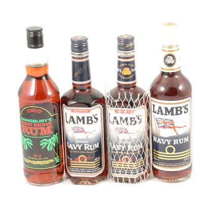 Lot 192 - Three bottles of Lamb's Navy Rum, and another bottle of rum