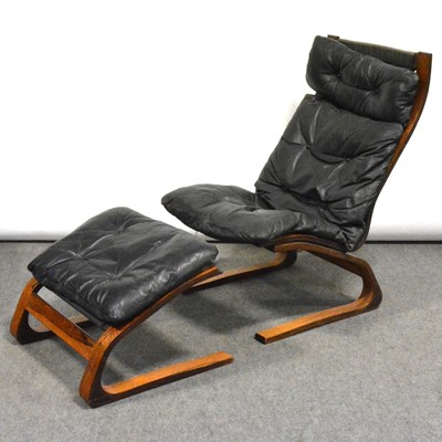 Lot 550 - Early 1970s lounge chair and ottoman, attribured to Rykken & Co, Norway.