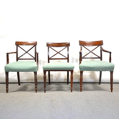 Lot 440 - Matched set of six late Georgian mahogany dining chairs