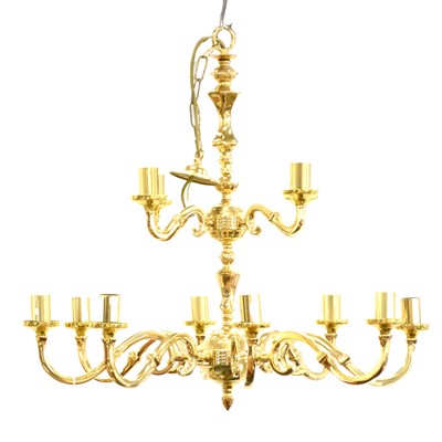 Lot 441 - Reproduction brass two-heights chandelier