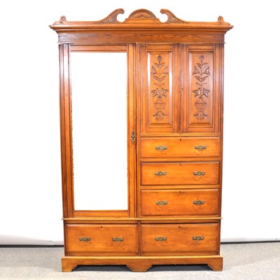 Lot 413 - Edwardian walnut compactum wardrobe