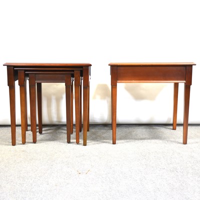 Lot 385 - Modern mahogany coffee table, nest of tables and a side table